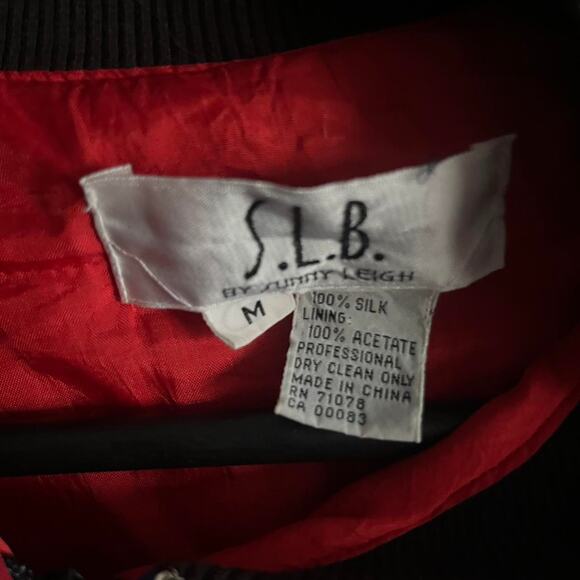 Vintage S.L.B. by Sunny Leigh 100% Silk Baroque Bomber Jacket Women’s Medium - Picture 6 of 6